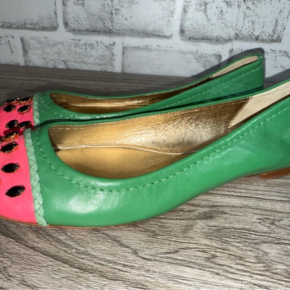 Kate Spade Vibrant Green and Pink Flats - Picture 3 of 6